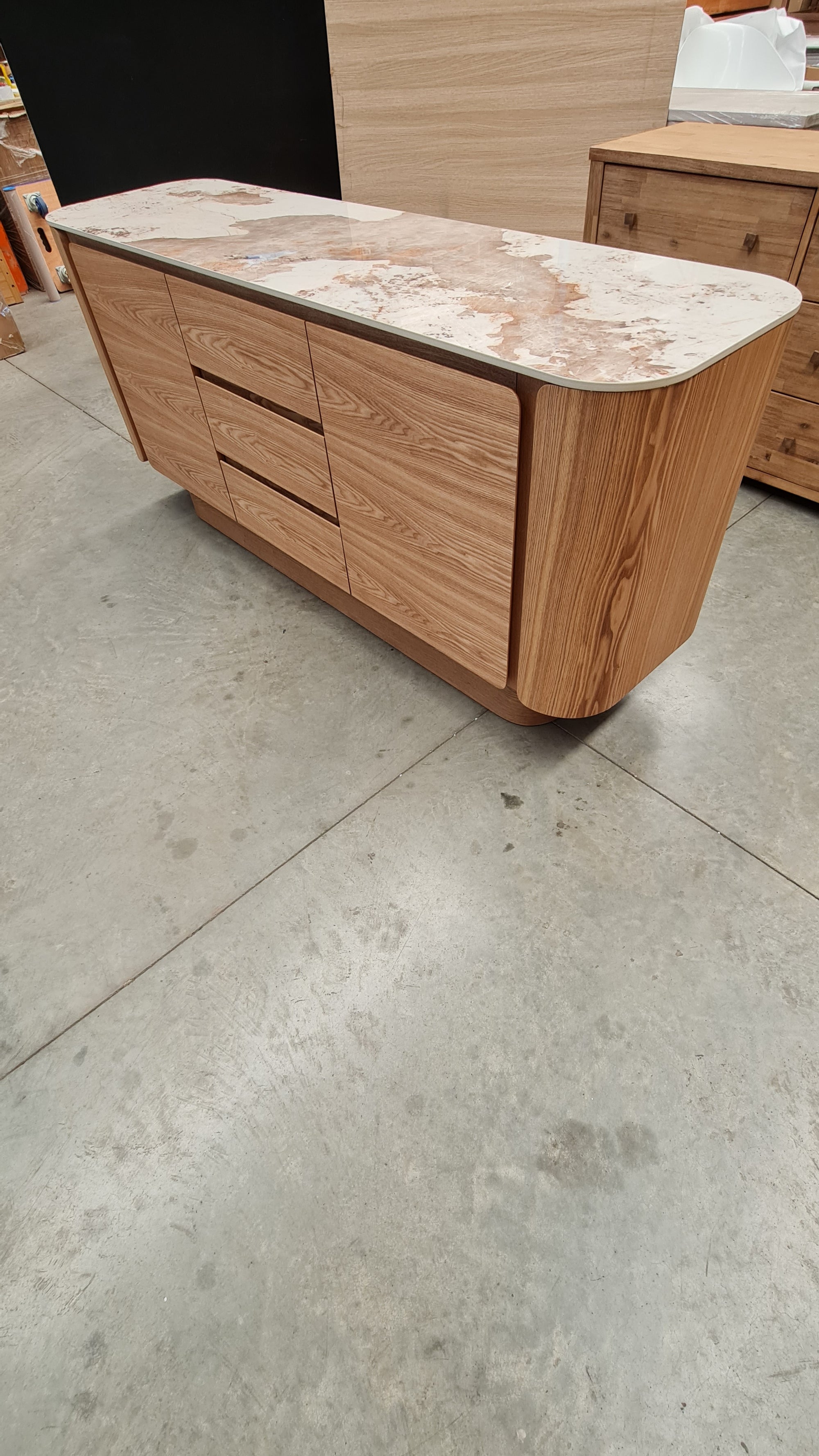 Modern Ceramic - Top Ash Veneer Sideboard