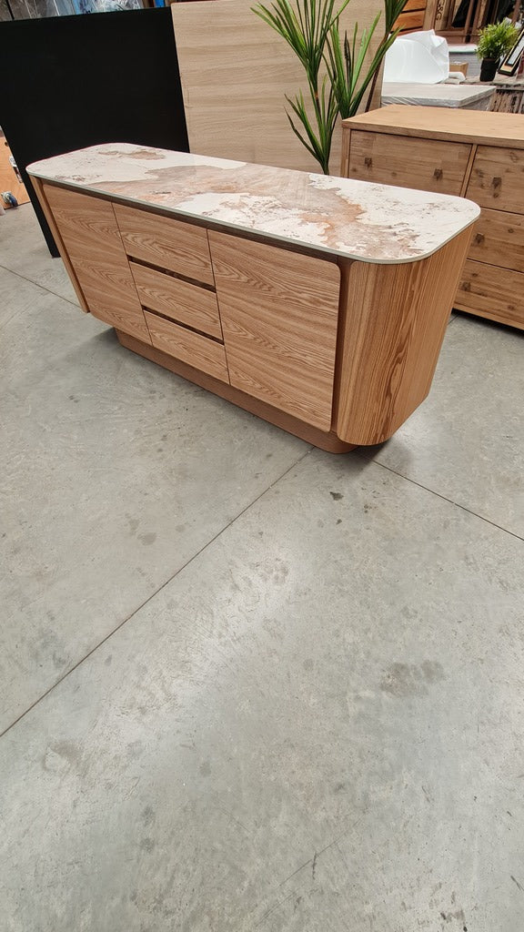 Modern Ceramic - Top Ash Veneer Sideboard