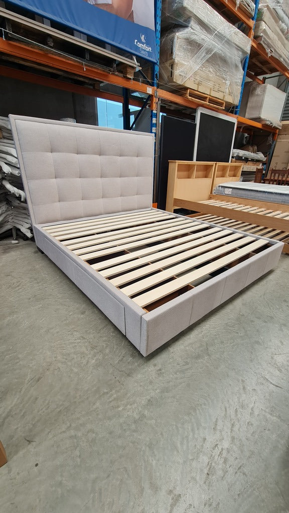 Light Grey-Cement Warwick Fabric 4 Drawer KING Storage Bed