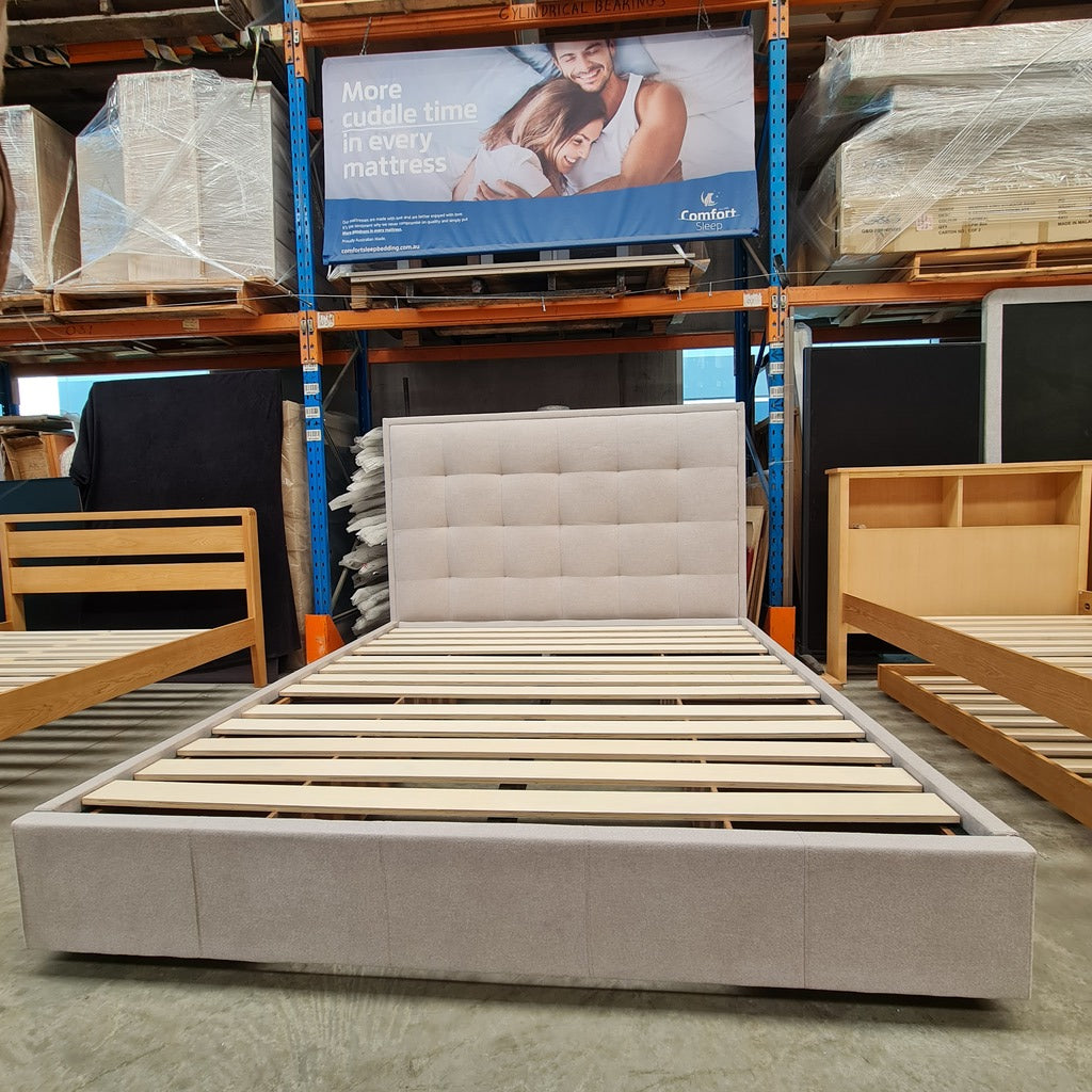 Light Grey-Cement Warwick Fabric 4 Drawer KING Storage Bed