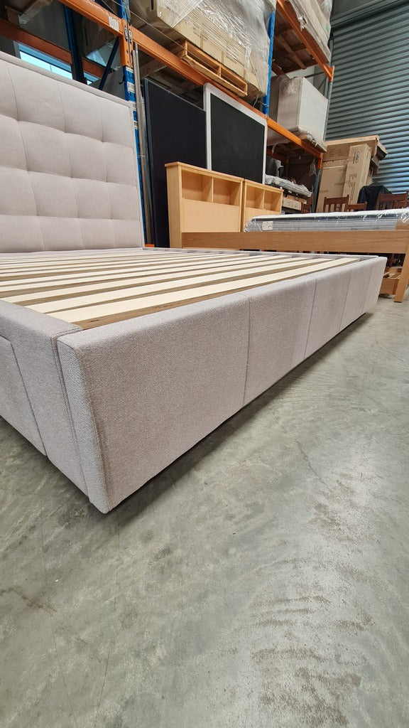Light Grey-Cement Warwick Fabric 4 Drawer KING Storage Bed