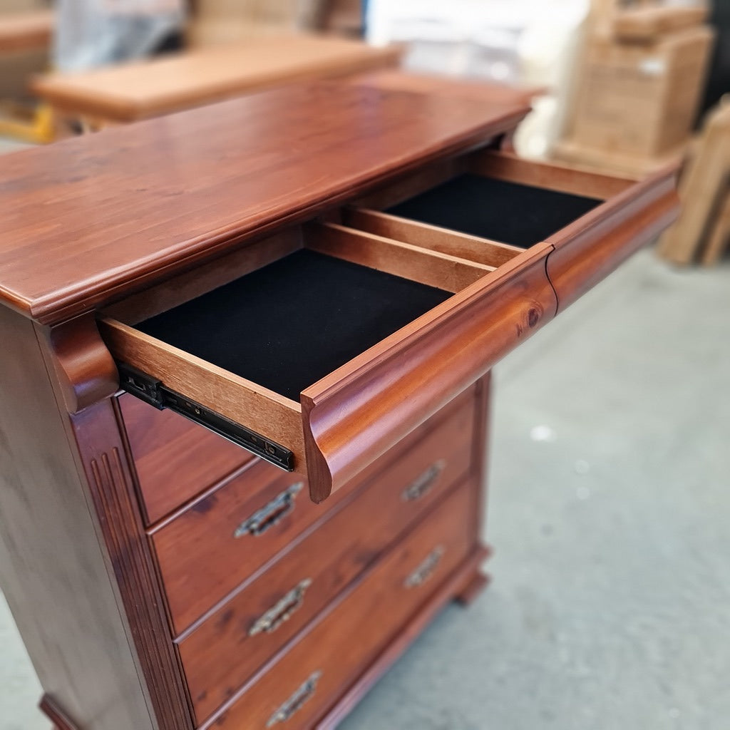 Classic Solid Timber Tallboy - hidden drawers