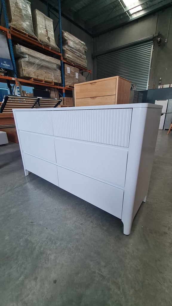 MATT WHITE 6 DRAWER DRESSER – SCANDI / CONTEMPORARY STYLE