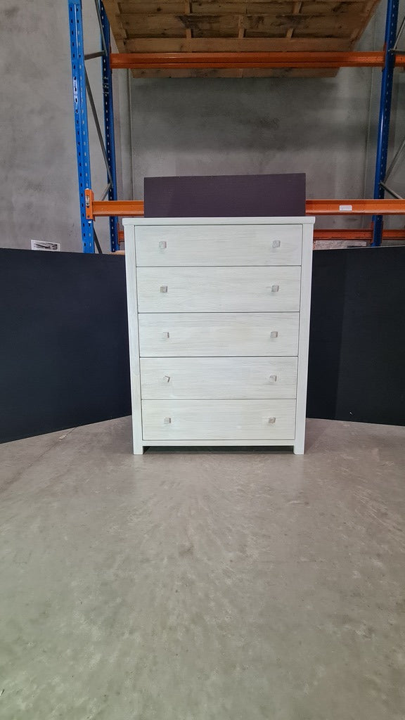 Lavato Whitewash 5-Drawer Tallboy