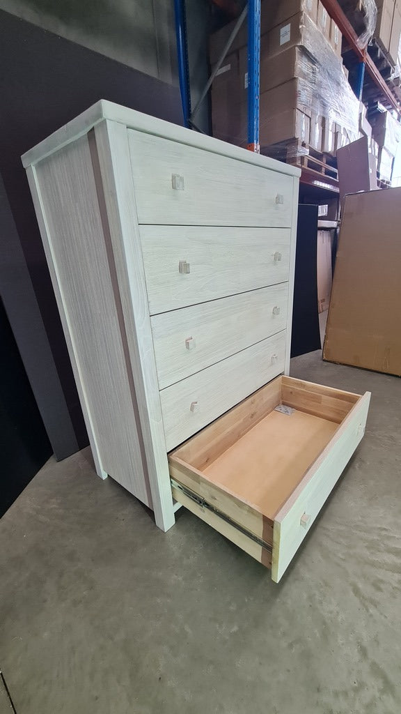 Lavato Whitewash 5-Drawer Tallboy