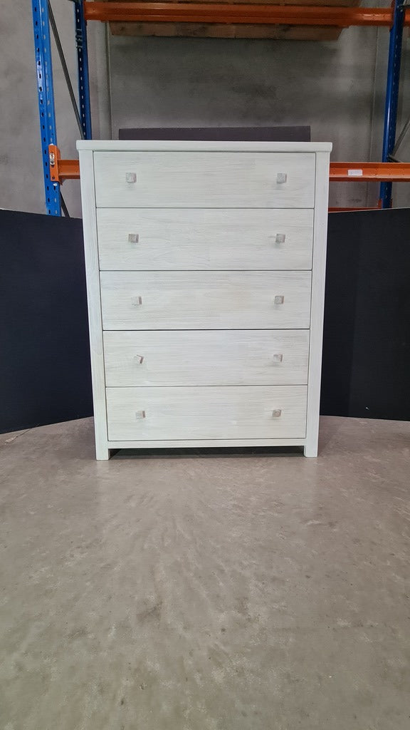 Lavato Whitewash 5-Drawer Tallboy