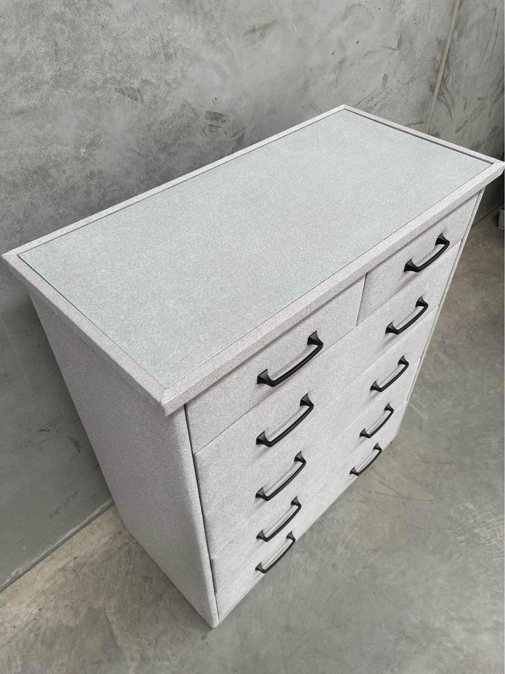 Grigio Fabric 5-Drawer Tallboy