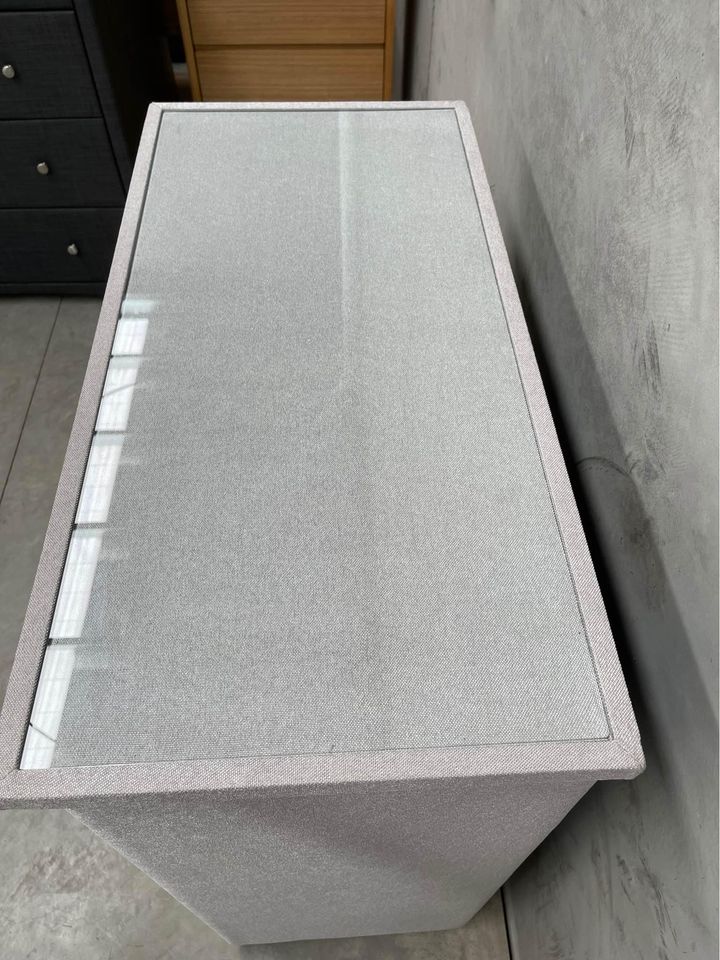 Grigio Fabric 5-Drawer Tallboy