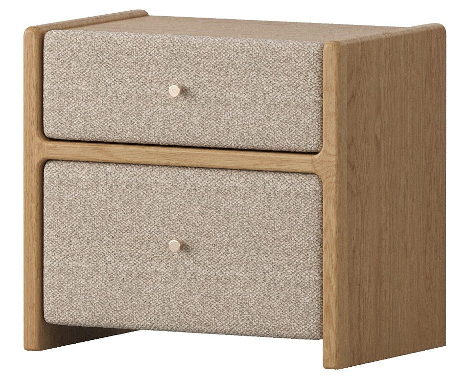 Glacier House Upholstered Bedside Table - American Oak / Fabric - ex-display sample furniture