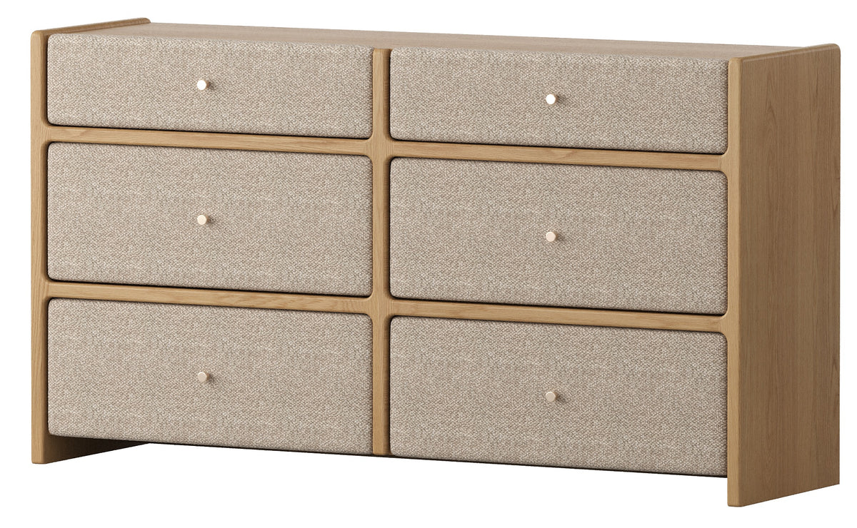 Glenhaven Upholstered Dresser - American Oak / Fabric - clearance furniture