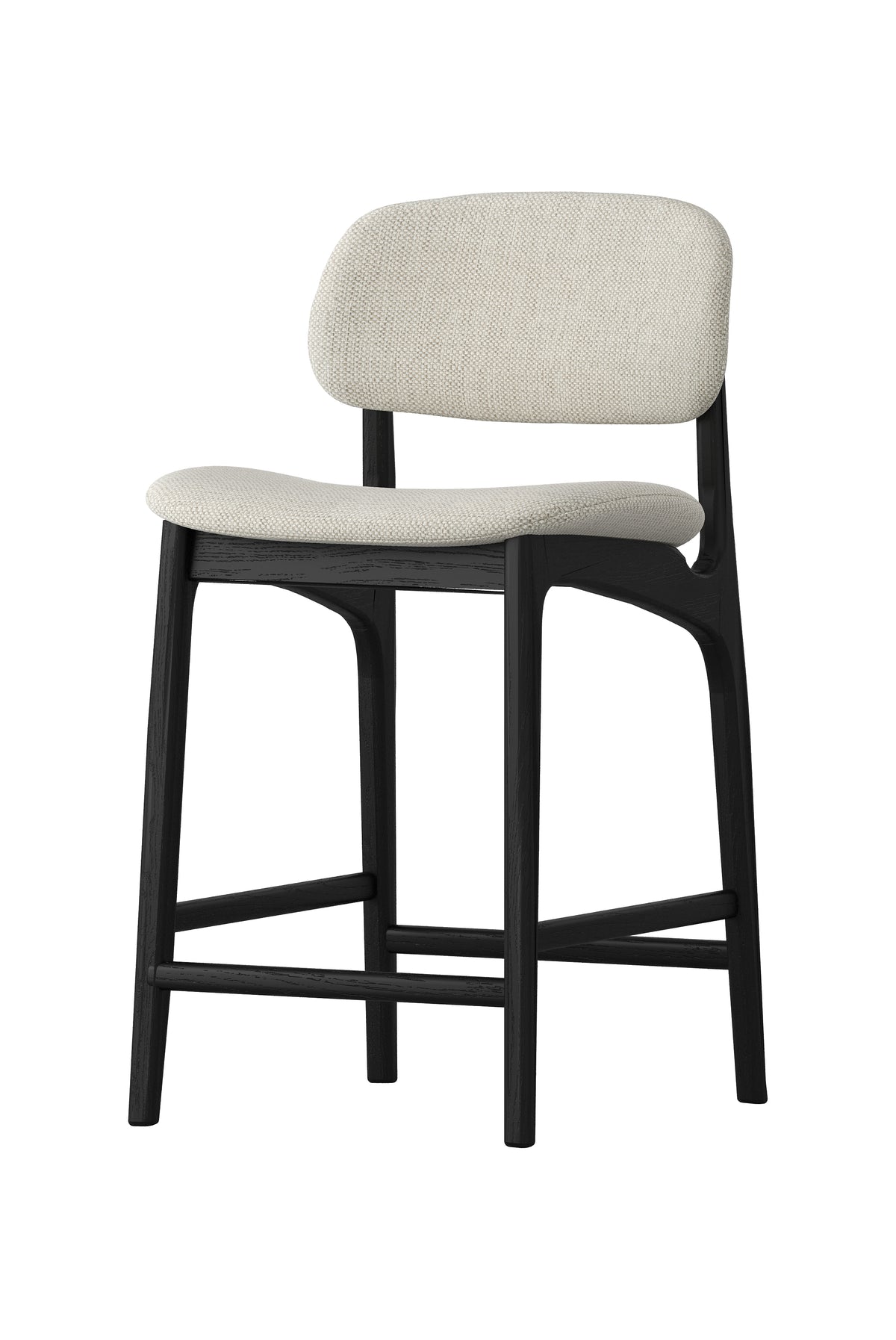 Silverleaf Bar Stool - Oak Black - Silver Fabric Seat - clearance furniture