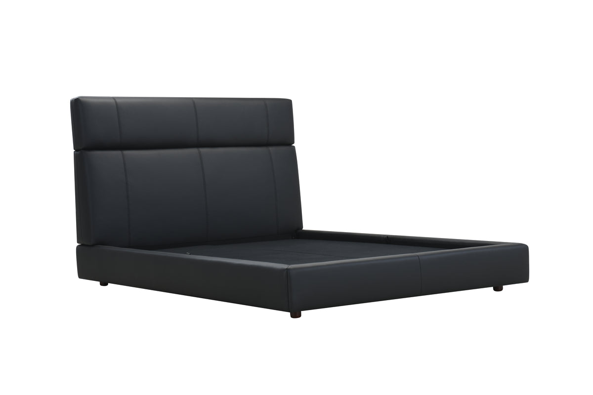 Liquorice Lane Queen Bed - Liquorice Leather - ex-display sample furniture