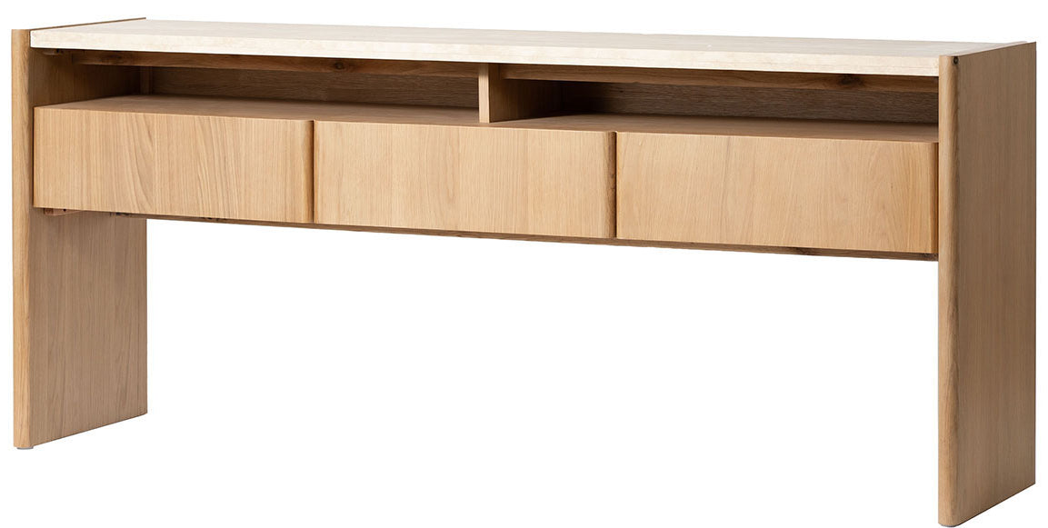 Tivoli 1800 Console - Natural Oak and Travertine - brand-new clearance furniture