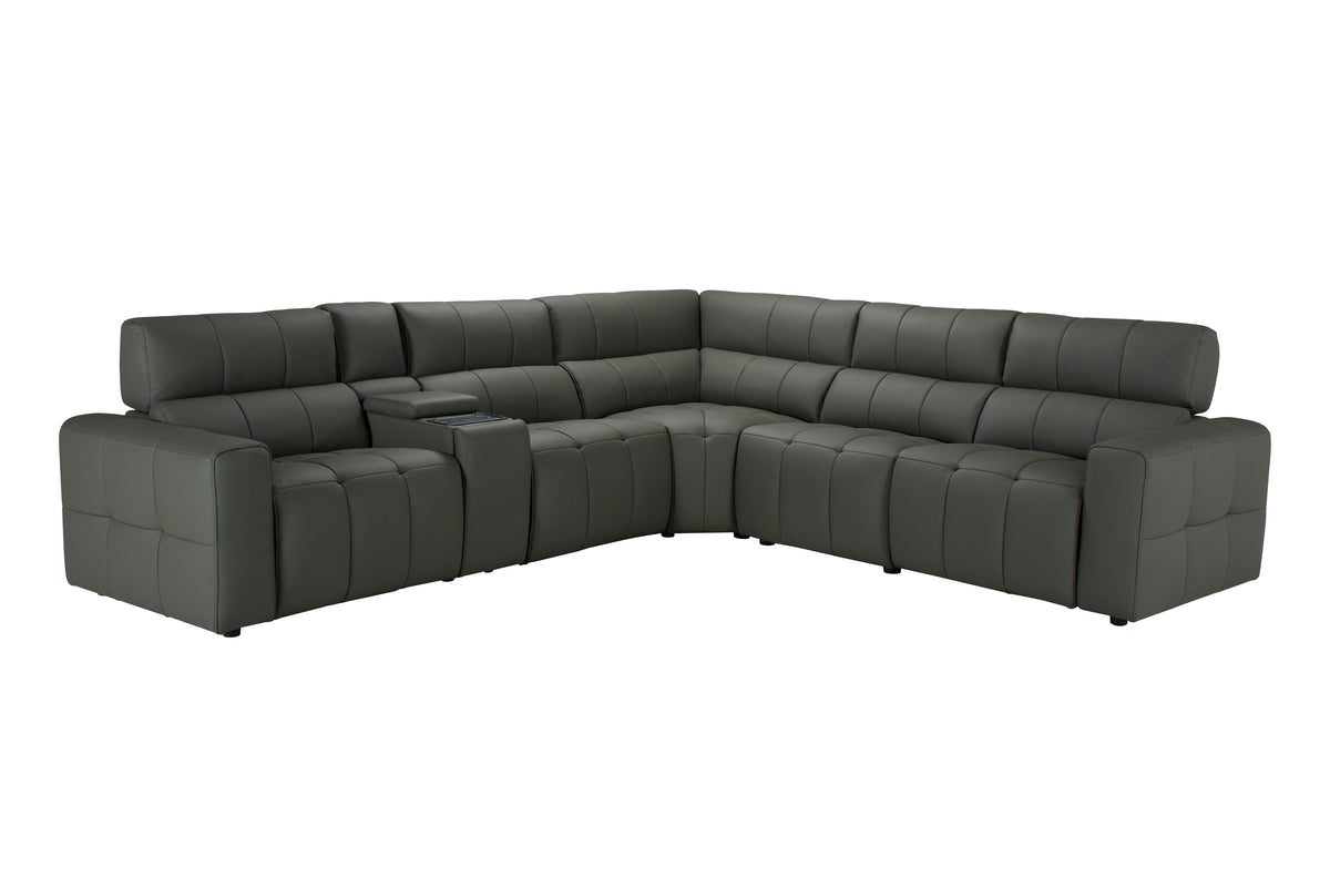 Curio Comfort 5-Seat Modular Corner Set with Console - Gl2022 Leather - ex-display sample furniture