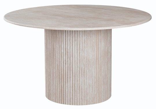 Neal round dining table in a travertine-look finish
