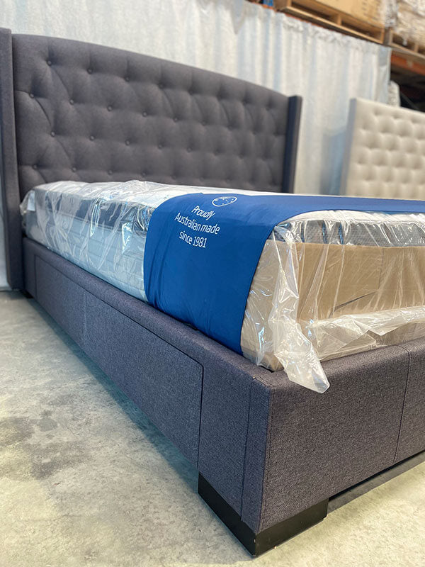 Slate Wingback 4-Drawer Storage Bed