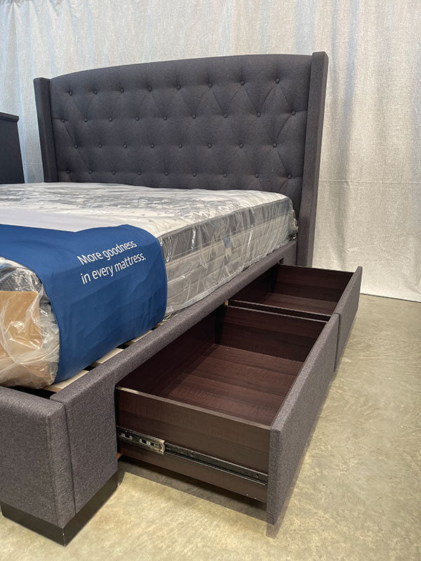 Slate Wingback 4-Drawer Storage Bed