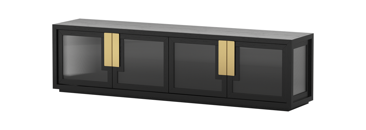 Onyx Vale 2200Entertainment Unit - Black Ash - clearance furniture