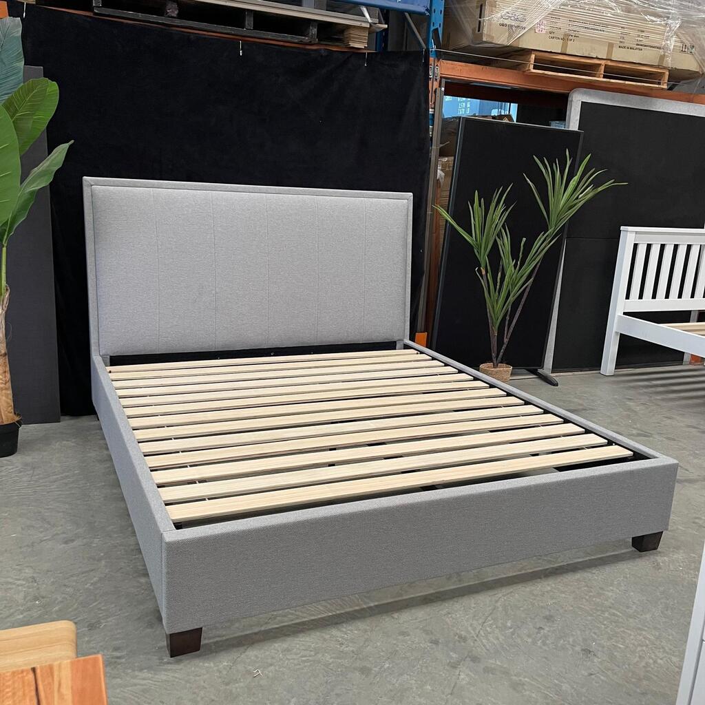 King Bed Frame – Warwick &#39;Light Grey&#39; Fabric