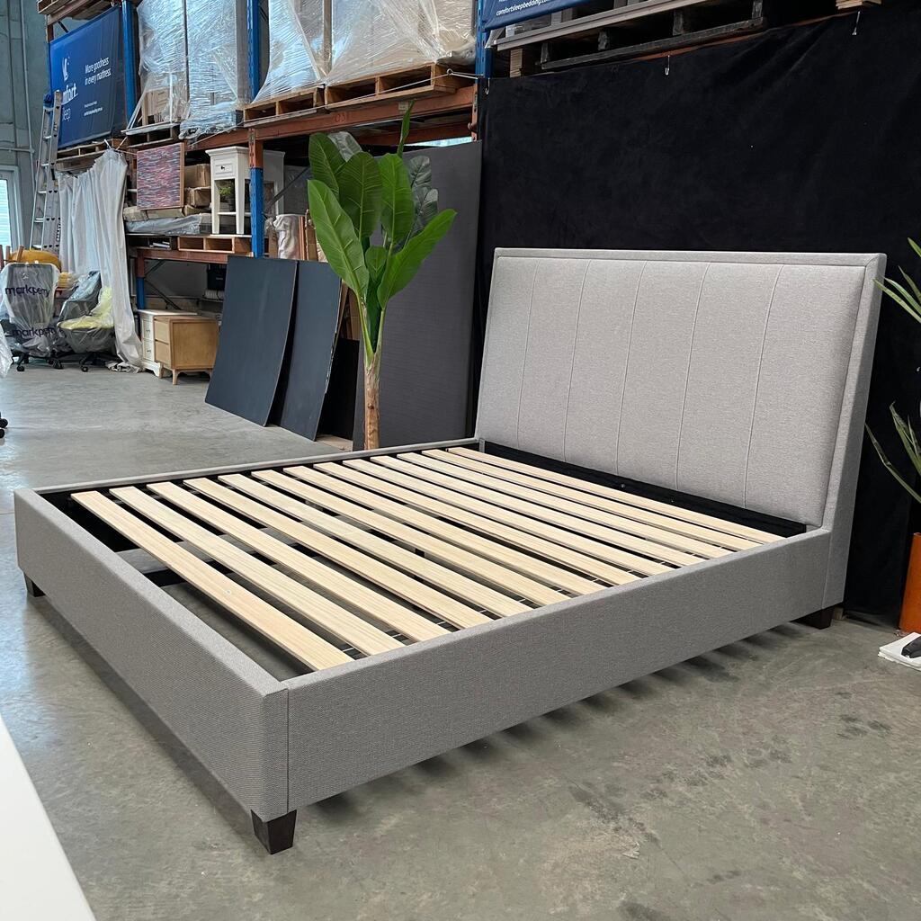 King Bed Frame – Warwick &#39;Light Grey&#39; Fabric