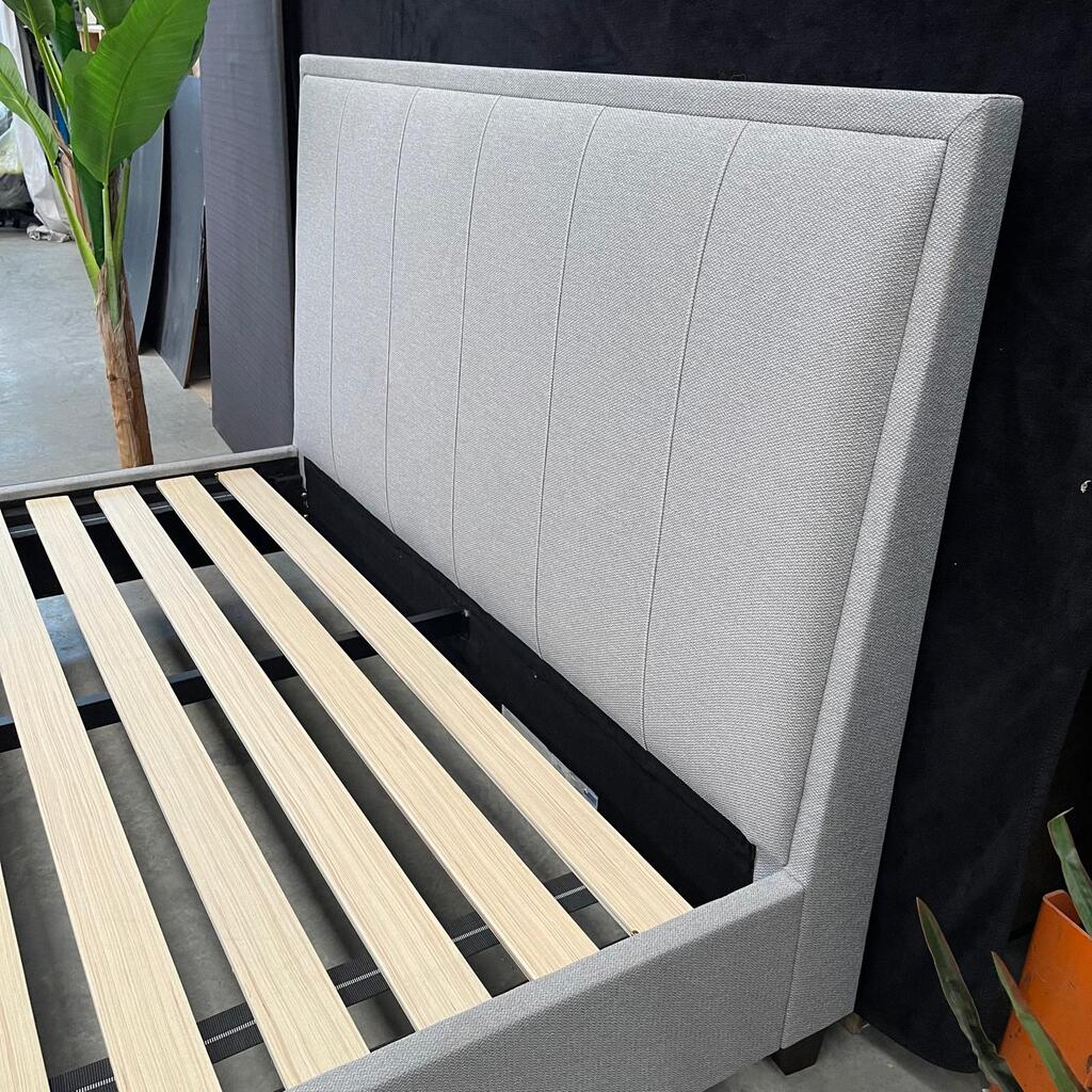 King Bed Frame – Warwick &#39;Light Grey&#39; Fabric