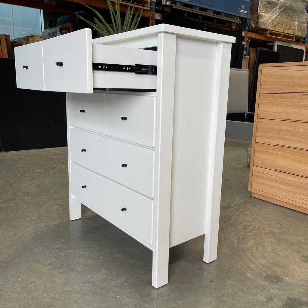 Aspro White 5 Drawer Tallboy