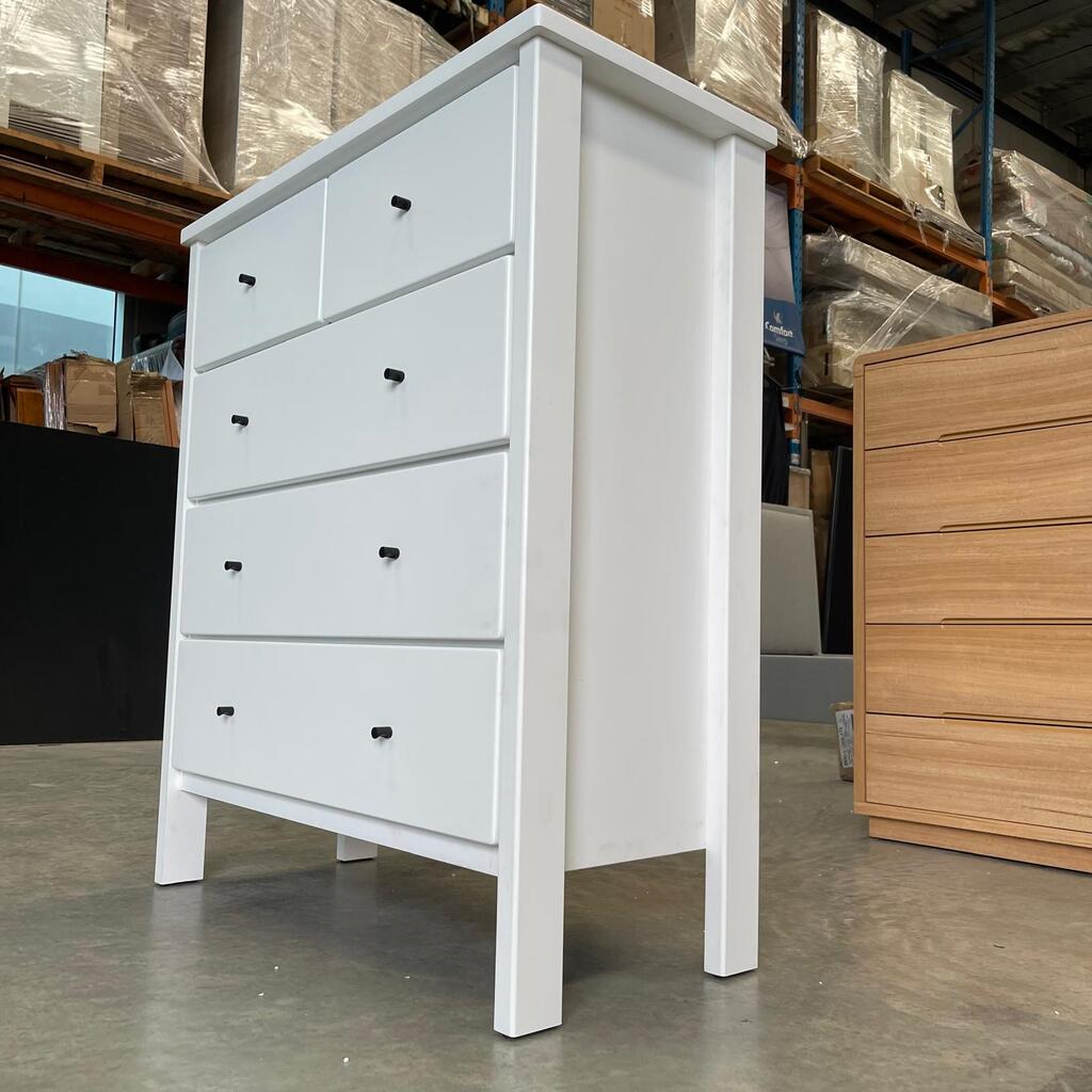 Aspro White 5 Drawer Tallboy