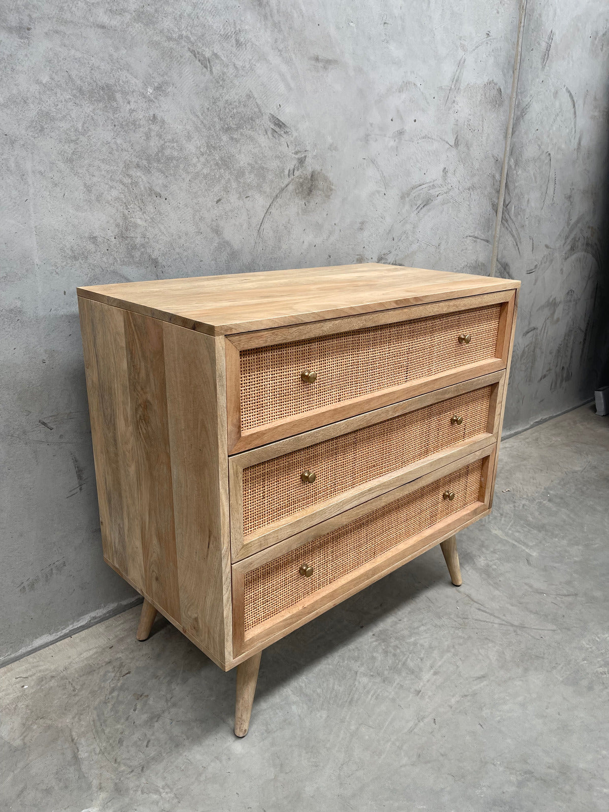 Rattan 3 Drawer Dresser