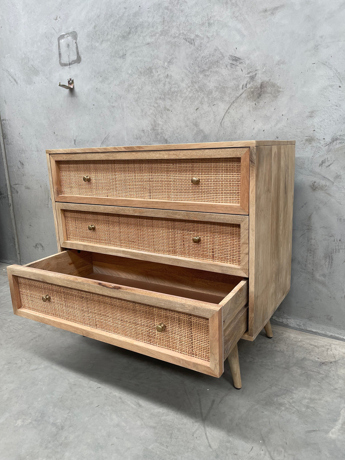 Rattan 3 Drawer Dresser