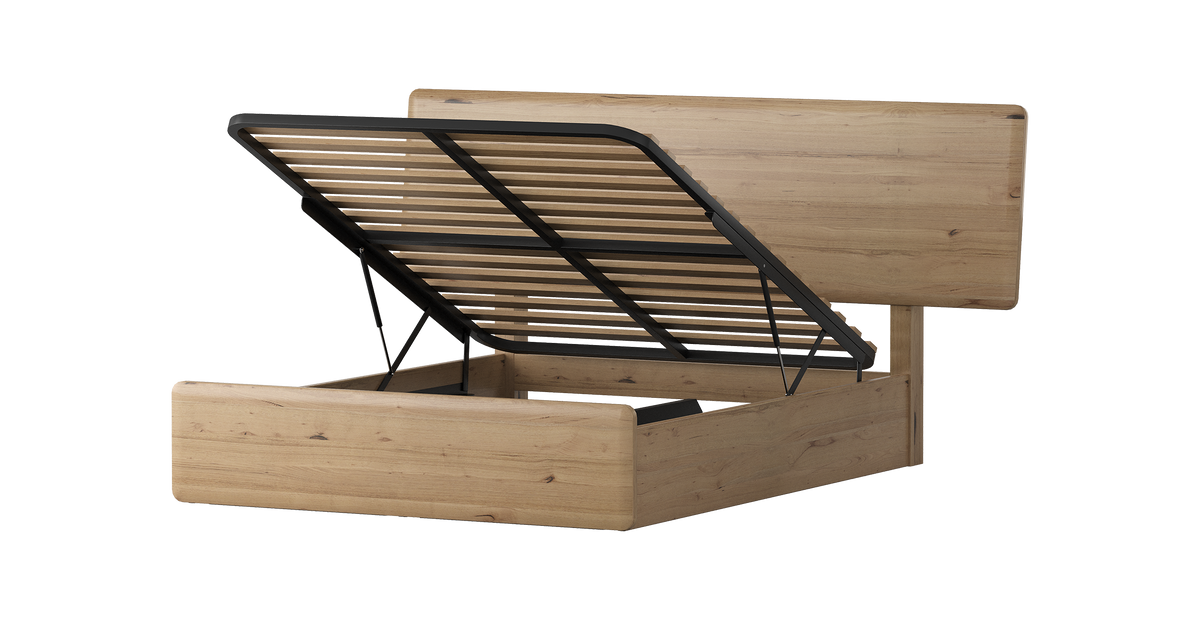 Seabrook Queen Extended-Headboard Gas-Lift Bed - Messmate