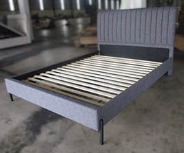 Charcoal Rest Queen Bed - Dark Grey Fabric - ex-display sample furniture