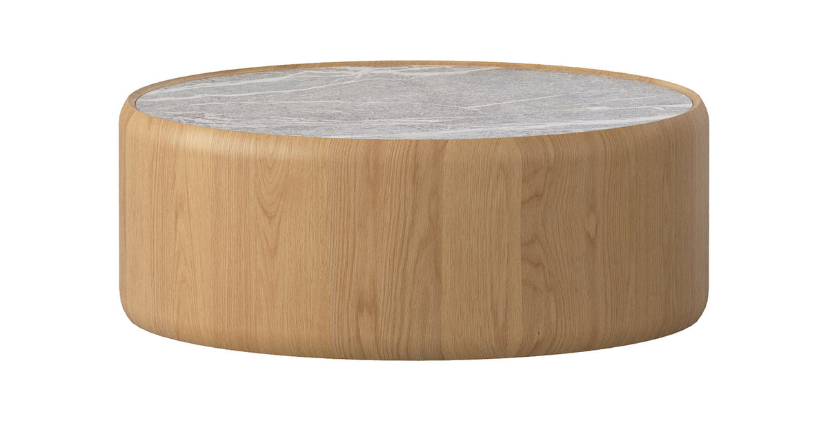 Solara 900 Round Coffee Table - Oak Natural With Marble Top - clearance furniture