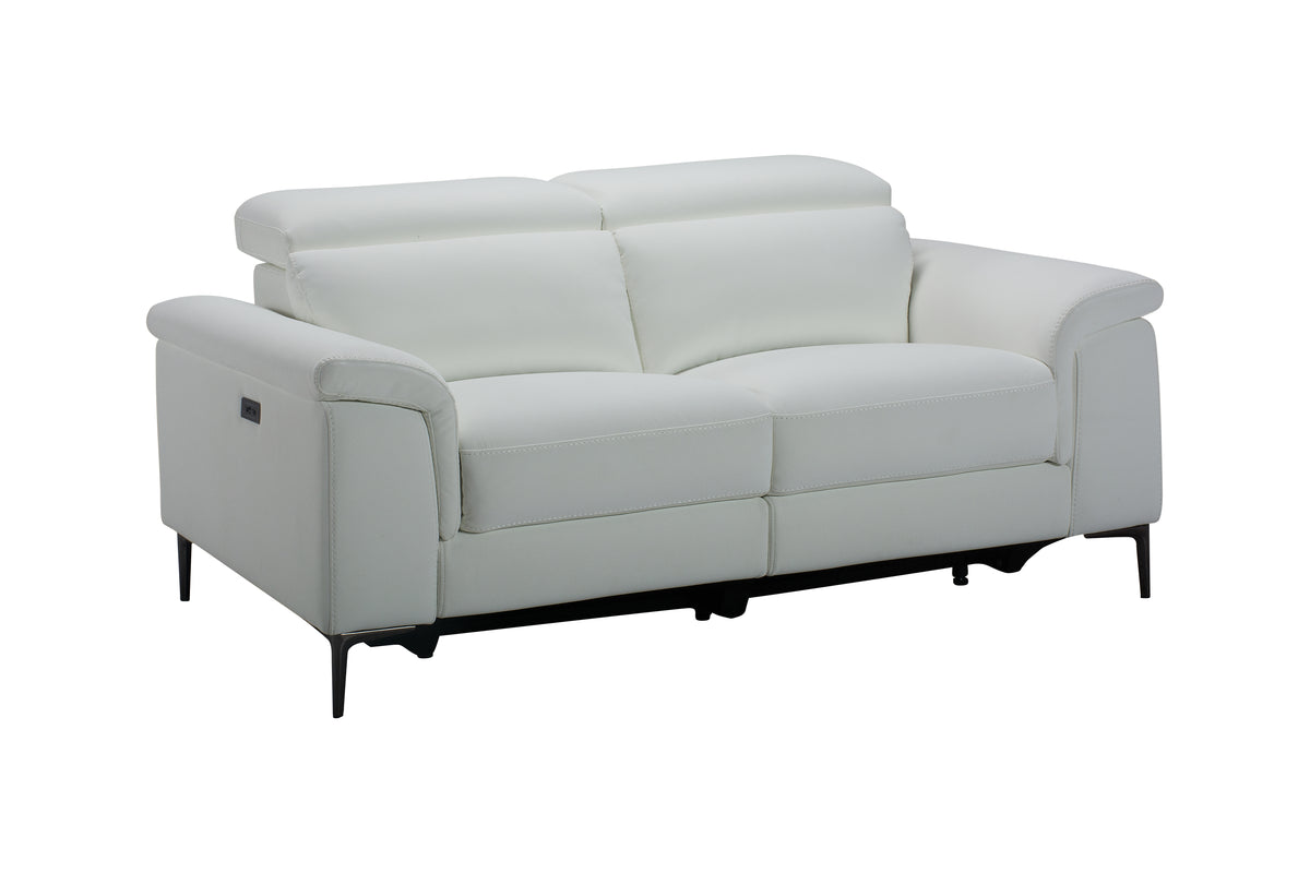 Lula Motion 2 &amp; 3 Seater Sofa Set - Lula White Leather (R392) - 2 Seater Sofa Power Recliner &amp; Headrest - Lula White - ex-display sample furniture