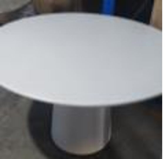 Concrete Arc Round Dining Table - 160 Cone Base Travertine Look - ex-display sample furniture