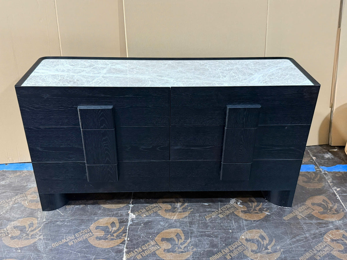 Marblewood Dresser (Marble Top) - Oak Black - ex-display sample furniture