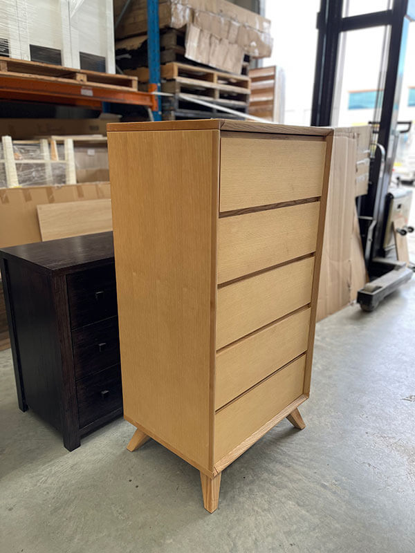 Ash Narrow 5-Drawer Tallboy