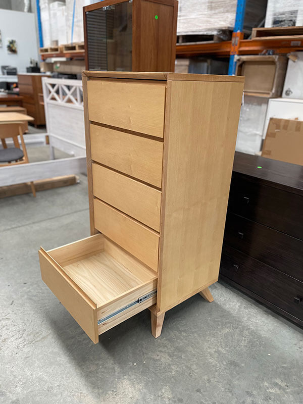 Ash Narrow 5-Drawer Tallboy