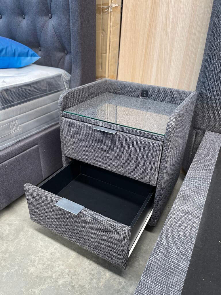 Luxe King Gas-Lift Bed with Matching USB Bedside Tables