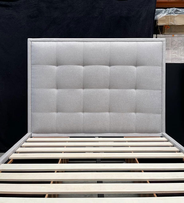 Queen 4 Drawer Storage Bed Warwick &#39;Cement&#39; Fabric