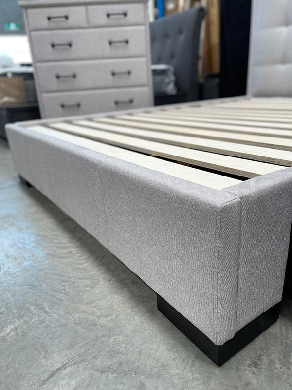 Queen 4 Drawer Storage Bed Warwick &#39;Cement&#39; Fabric