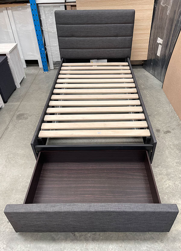 King Single Bed 1 Drawer Storage in Slate