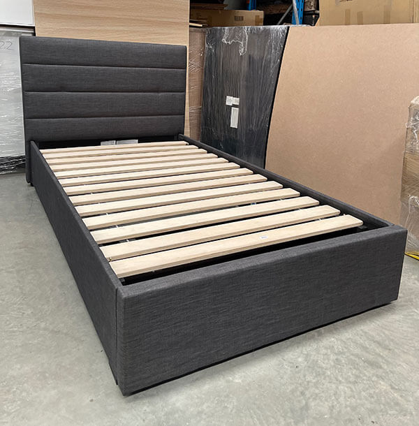 King Single Bed 1 Drawer Storage in Slate