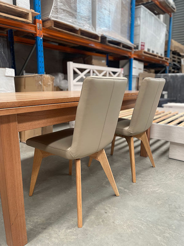 Pair Genuine Leather Chairs in Mocha