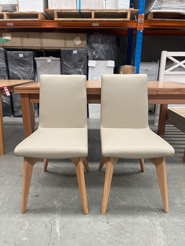 Pair Genuine Leather Chairs in Mocha