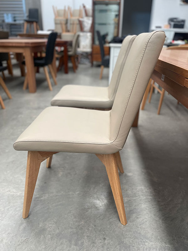 Pair Genuine Leather Chairs in Mocha