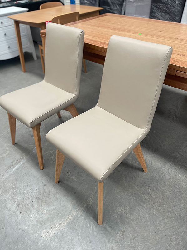 Pair Genuine Leather Chairs in Mocha
