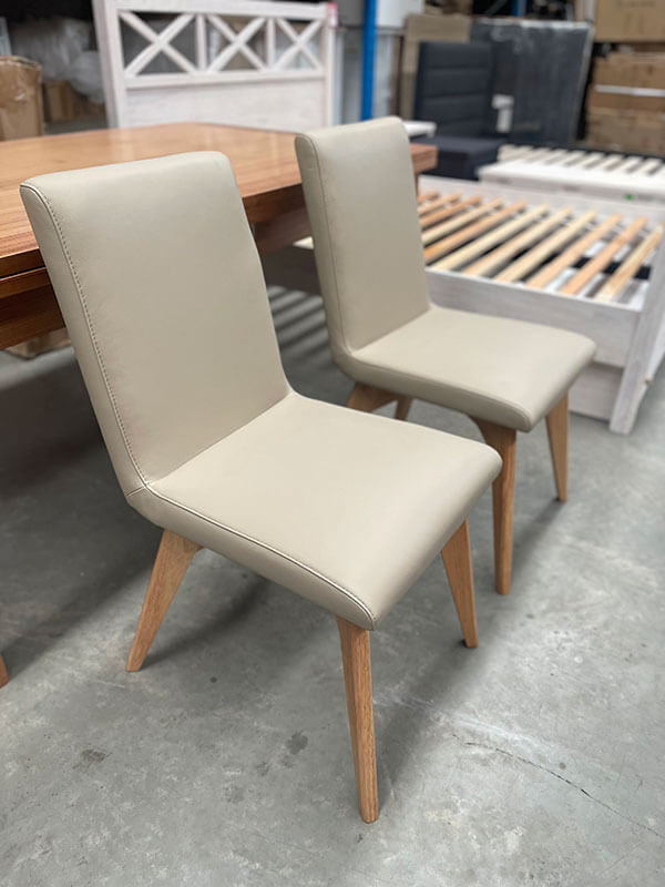 Pair Genuine Leather Chairs in Mocha