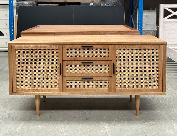Rattan 3 Drawer 2 Door Buffet