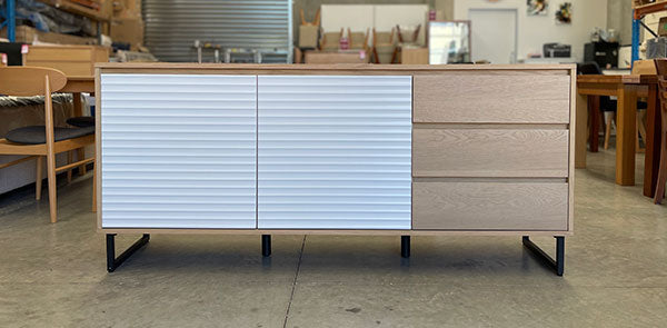 3 Drawer 2 Door Oak White Buffet