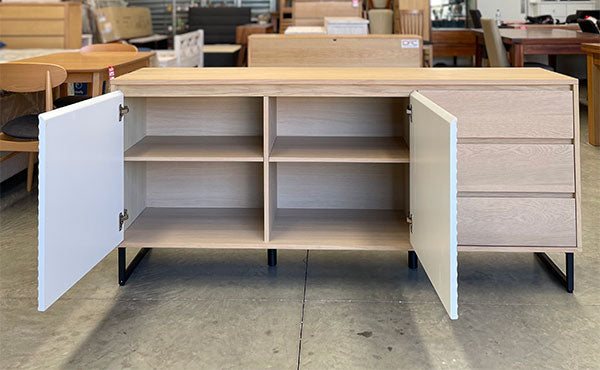 3 Drawer 2 Door Oak White Buffet